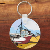 Malerisches Fischerboot   Schlüsselanhänger (Rückseite)