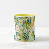 Malerisches grünes Blumen-Watercolor-Muster-Monogr Tasse (Zentrum)