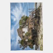 Malerisches Haus auf einem tropischen Korallenriff Geschirrtuch (Vertikal)