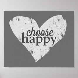 Malerisches Herz wählen glückliches graues und wei Poster
