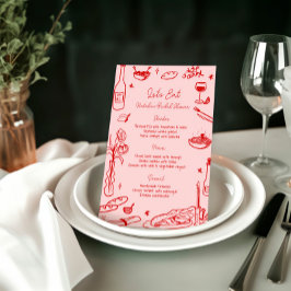 Malerisches Hochzeitsmenü mit roter Hand Menükarte