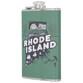Malerisches Rhode Island Retro-Silhouette Flachmann (Links)