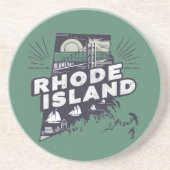 Malerisches Rhode Island Retro-Silhouette  Getränkeuntersetzer (Vorne)