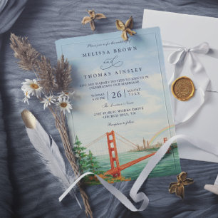 Malerisches San Francisco Ziel Elegante Hochzeit Einladung