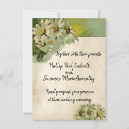Malerisches White Daisies Blumenvintage Hochzeitth Einladung