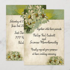 Malerisches White Daisies Blumenvintage Hochzeitth Einladung