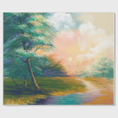 Malerlandschaft für digitale Kunst, Fluss im Frühl Geschenkpapier (Flach)
