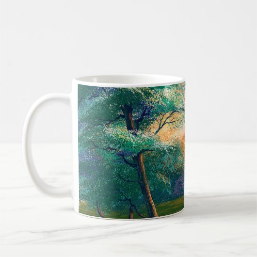 Malerlandschaft für digitale Kunst, Fluss im Frühl Kaffeetasse (Links)