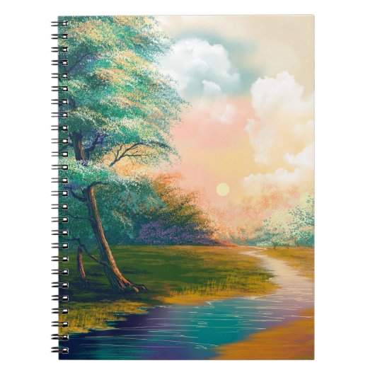 Malerlandschaft für digitale Kunst, Fluss im Frühl Notizblock (Vorderseite)