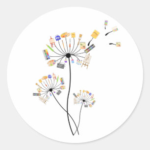 Malerliebhaber Dandelion Gift für Maler Kunst T Runder Aufkleber