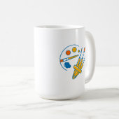Malerpalette und Pinsel des Künstlers Kaffeetasse (VorderseiteRechts)