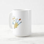 Malerpalette und Pinsel des Künstlers Kaffeetasse (Vorderseite Links)