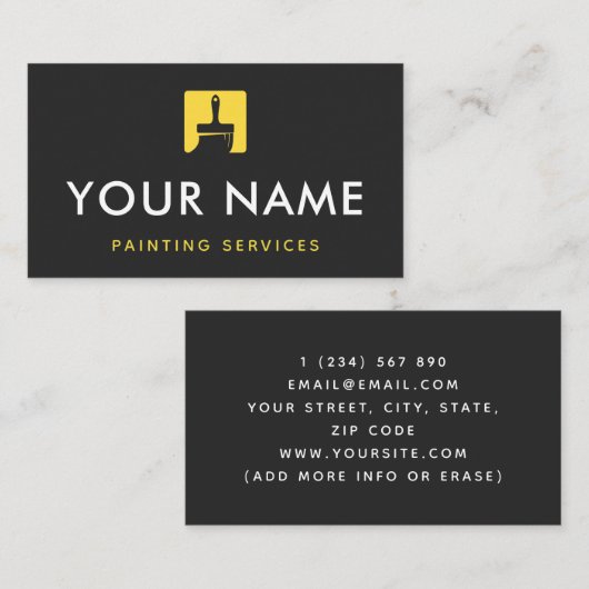 Malerpinsel Gelb Farbe Pinselstrich Symbol Einfach Visitenkarte (Vorne/Hinten)