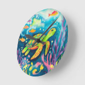 Malerschildkröte Runde Wanduhr (Winkel)