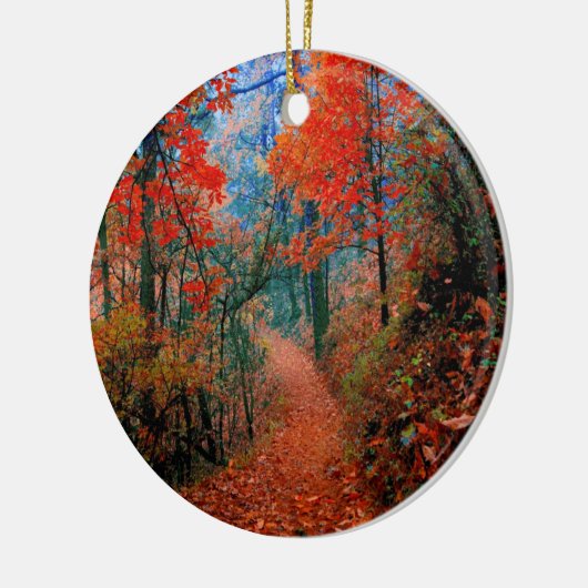 Malerwald Herbstflame Wasserfarben Ornament (Links)