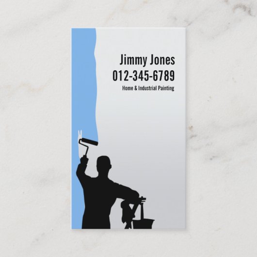 Malerwalze Pinselstrich blaue Visitenkarte (Vorderseite)