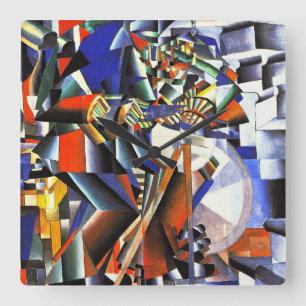 Malevich Kazimir Der Knifegrinder Quadratische Wanduhr