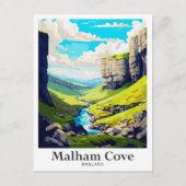 Malham England Art Vintage Travel Illustration Postkarte (Vorderseite)