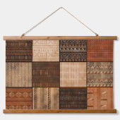 Mali Bogolan Pattern Hängeband Wandteppich Mit Holzrahmen (Vorne)