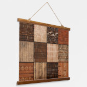 Mali Bogolan Pattern Hängeband Wandteppich Mit Holzrahmen (Gewinkelt)