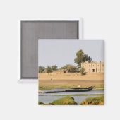 Mali, Djenne. Bani River bei Djenne Magnet (Vorderseite/Rückseite)