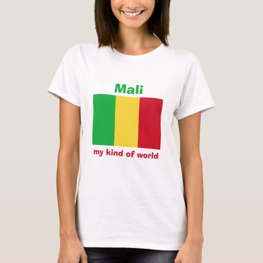 Mali Flag + Karte + Text-T - Shirt (Vorderseite)