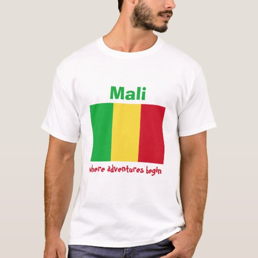 Mali Flag + Karte + Text-T - Shirt (Vorderseite)