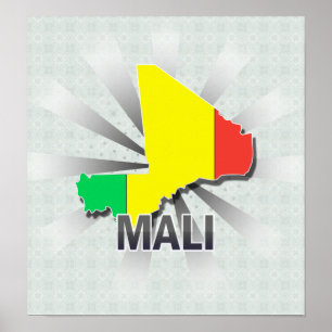 Mali Flag Map 2.0 Poster