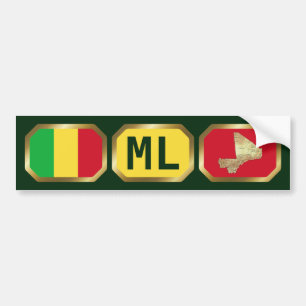 Mali Flag Map Code Autoaufkleber