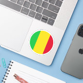 Mali Flag Round Sticker (Laptop mit iPhone)