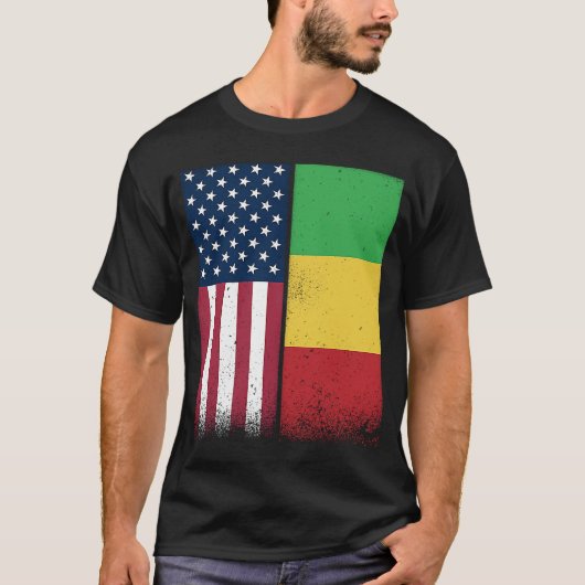 Mali Flag USA und Mali Fahnen Proud Mali T-Shirt (Vorderseite)