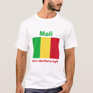 Mali-Flagge + Karte + Text-T-Shirt T-Shirt
