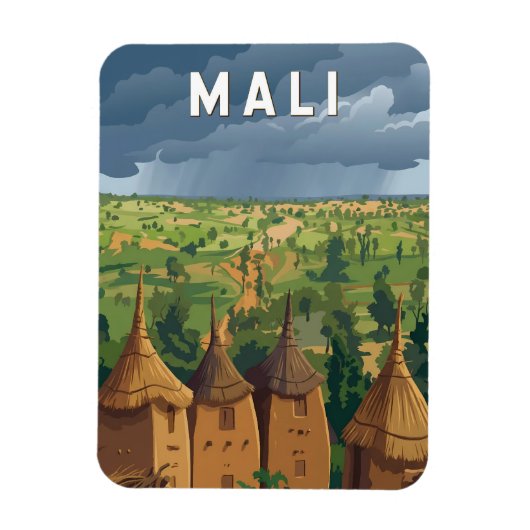 Mali Illustration Reise Kunst Vintage Magnet (Vertikal)