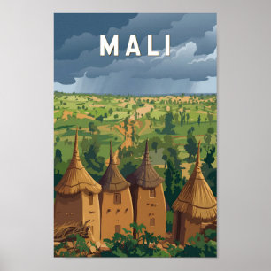 Mali Illustration Reise Kunst Vintage Poster