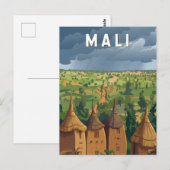 Mali Illustration Reise Kunst Vintage Postkarte (Vorne/Hinten)