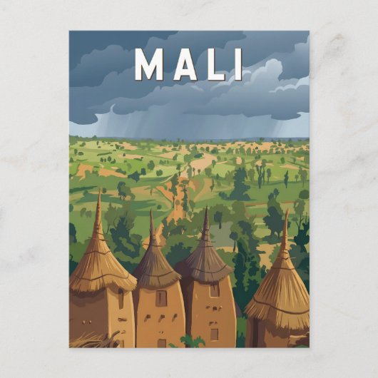 Mali Illustration Reise Kunst Vintage Postkarte (Vorderseite)