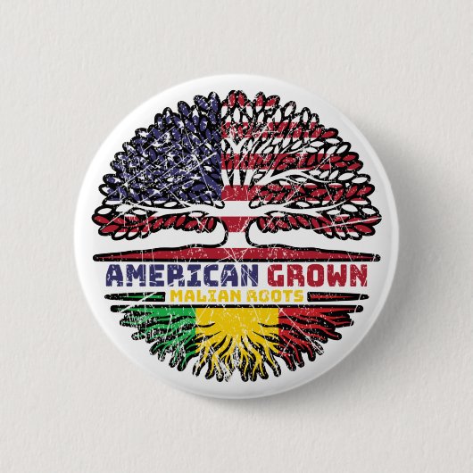 Mali Malian American USA Tree Roots Flag Button (Vorderseite)