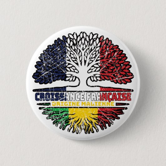 Mali Malian France Tree Roots Flag Button (Vorderseite)