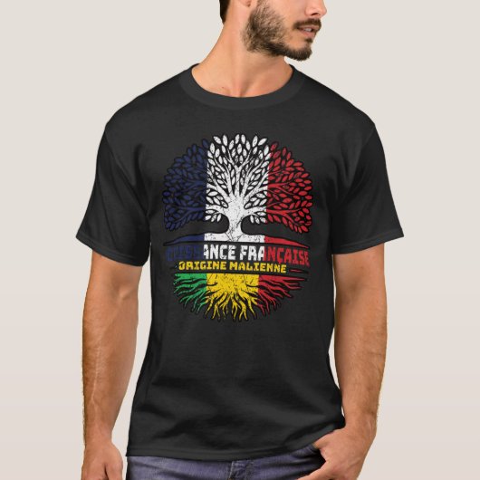 Mali Malian France Tree Roots Flag T-Shirt (Vorderseite)