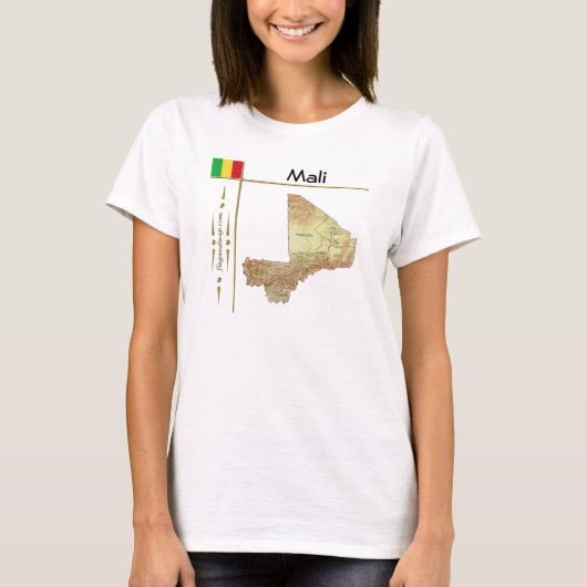 Mali Map + Flag + Titel T - Shirt (Vorderseite)