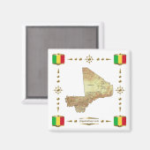 Mali Map + Flags Magnet (Vorderseite/Rückseite)