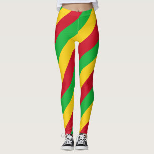 Mali National Flag Colors Diagonal Striped Leggings
