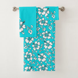 Malia Hawaiian Hibiskus Floral Coordinate - Turq Badhandtuch Set