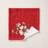 Malia hawaiischer Hibiskus-Blumenkoordinate - Rot Badhandtuch Set (Waschlappen)