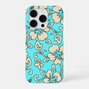 Malia Hibiscus Hawaiian Floral Aqua Cream iPhone 16 Pro Hülle