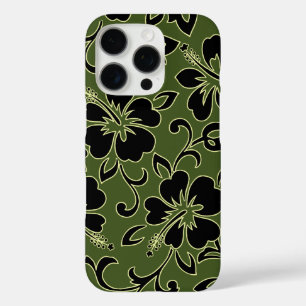 Malia Hibiscus Hawaiian Floral Oliven und Schwarz iPhone 16 Pro Hülle