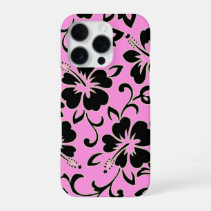 Malia Hibiscus Hawaiian Floral Rosa und Schwarz iPhone 16 Pro Hülle