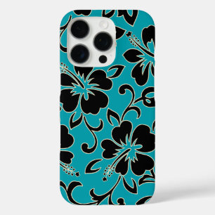 Malia Hibiscus Hawaiian Floral Türkis und Schwarz iPhone 16 Pro Hülle