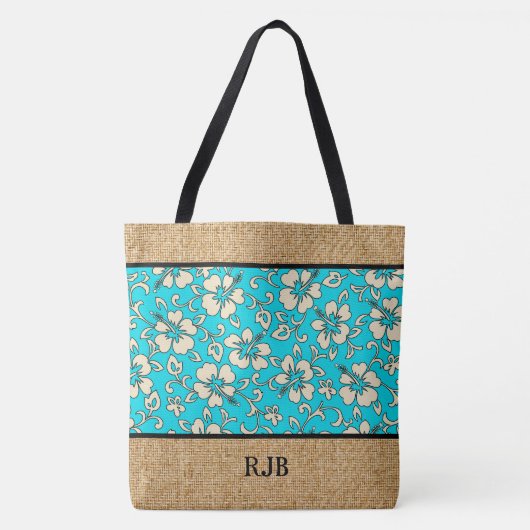Malia Hibiskus Hawaiian Monogram Beach Bag Tasche (Vorderseite)