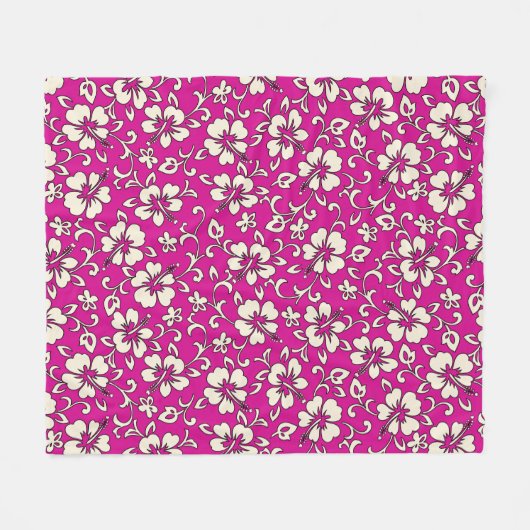 Malia Hibiskus Hawaiian Pareau Print Fleecedecke (Vorderseite (Horizontal))